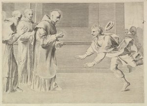 São Guilherme, duque de Aquitânia, convertido por São Bernardo. de Claude Mellan