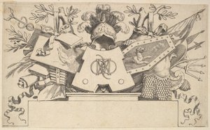 Troféu com monograma contendo as letras de LEONARDOS, 1651. de Claude Mellan