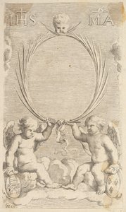 Dois anjos sentados nas nuvens. de Claude Mellan