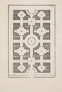 Design para Parterre, do Theatre des Plans et Jardinages, pub.1652 (gravura) de Claude Mollet