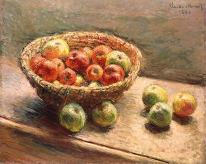 Uma tigela de maçãs; A cesta de maçãs, 1880 de Claude Monet
