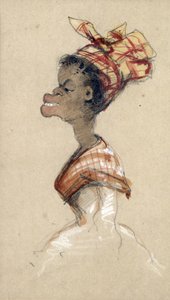 Mulher negra vestindo um lenço na cabeça, 1857 (carvão e wc no papel) de Claude Monet