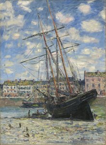 Barco ancorado na maré baixa de Claude Monet