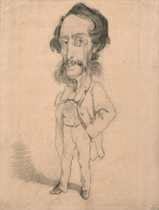 Caricatura de Mario Uchard, c.1858 (grafite com toques de rasura e picotagem sobre papel de trama castanho) de Claude Monet