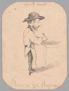 Caricatura de um homem de chapéu pequeno de Claude Monet