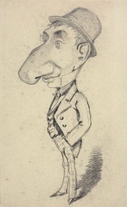 Caricatura de um homem com um nariz grande de Claude Monet