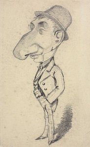 Caricatura de um homem com um nariz grande de Claude Monet