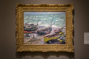 Barcos pesqueiros em Étretat de Claude Monet