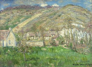 Hamlet nos penhascos perto de Giverny; Hameau de Falaises pres Giverny, 1885 de Claude Monet