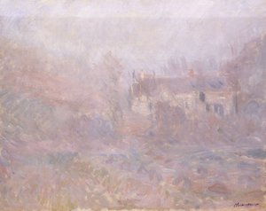 Casas em Falaise no nevoeiro, 1885 de Claude Monet