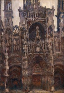A catedral de Rouen, o portão visto de frente, harmonia marrom de Claude Monet