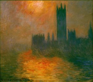 Parlamento, pôr do sol (Das Parlament, Sonnenunter de Claude Monet
