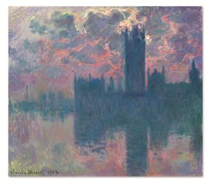 Le Parlement, soleil couchant (As Casas do Parlamento, ao pôr do sol) de Claude Monet