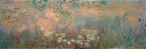 O nenúfar lagoa com íris de Claude Monet