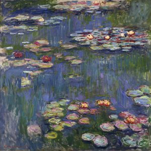 As ninfas em Giverny - Pintura de Claude Monet (1840-1926), óleo sobre tela de Claude Monet