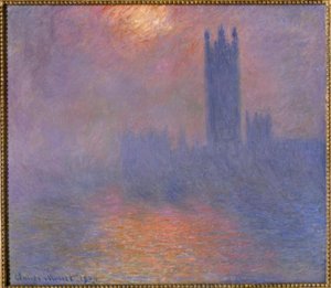 Londres, parlamento, sol, abertura, nevoeiro de Claude Monet