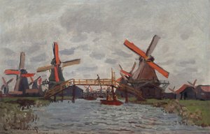 Moinhos em Westzijderveld perto de Zaandam, 1871 de Claude Monet