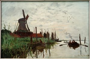 Moinho em Zaandam de Claude Monet