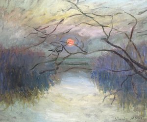 Pôr do sol no rio Sena em Vétheuil, 1880 de Claude Monet