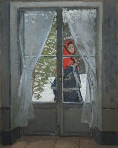 O Lenço Vermelho, c.1868-73 (óleo sobre tecido) de Claude Monet
