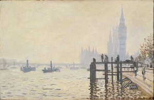 O Tamisa abaixo de Westminster ... (óleo sobre tela) de Claude Monet