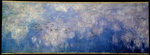 As ninfeias; as nuvens. A parte central do tríptico pintado em Giverny. Pintura de Claude Monet (1840-1926) de Claude Monet