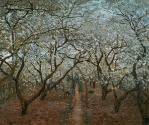 Pomar em flor, Vétheuil de Claude Monet