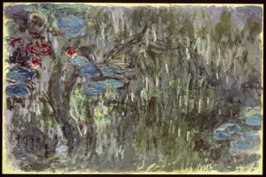Nenúfares com reflexões de salgueiros, c.1920 de Claude Monet