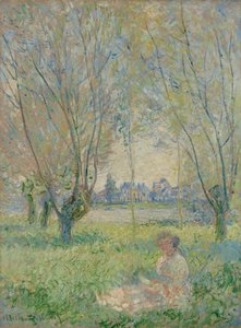 Mulher sentada debaixo dos salgueiros de Claude Monet
