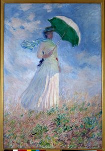 Mulher com um guarda-sol virado para a direita de Claude Monet