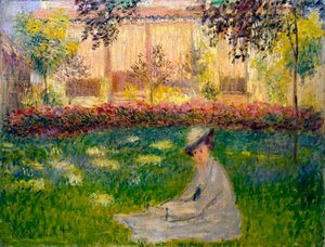 Mulher em um jardim, 1876. de Claude Monet