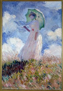 Mulher com guarda-sol virada para a esquerda de Claude Monet