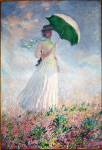 Mulher com um guarda-sol virado para a direita de Claude Monet