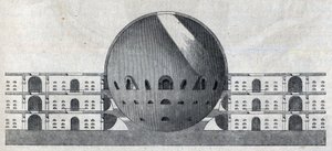 Corte transversal de um plano de cemitério da cidade de Chaux por Claude Nicolas Ledoux (1736-1806).