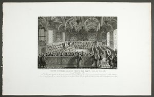 Sessão especial realizada por Luís XVI no Palácio, da série Tableaux historiques de la Révolution française de Claude Niquet