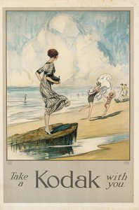 &39;Leve uma Kodak com você&39;, um pôster de propaganda da Kodak, c.1910 (litografia colorida)