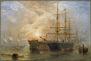 Tropas-navios de Sua Majestade recebendo lojas em Portsmouth Ha