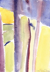 Árvores com vista para o lago, 1994 (aquarela) de Claudia Hutchins Puechavy
