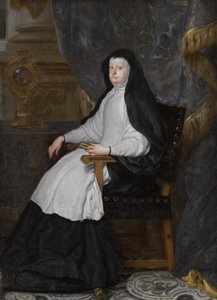 Alemão: Maria Anna von Österreich, Gemahlin König Philipps IV von Spanien, als Witwe Mariana da Áustria, consorte do rei Filipe IV de Espanha, enquanto viúva