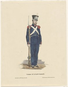 arqueiro belga, 1830 Costume de la Garde Communale (título no objeto) de Claudio Linati