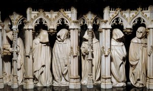 Os penitentes do túmulo de Filipe o Hardi (1342-1404) Escultura de Claus Sluter (1350-1406) século XV. Dijon, Museu de Belas Artes