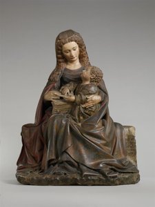 Virgem e Criança, c.1415-17 (calcário com tinta e douradura) de Claus de Werve