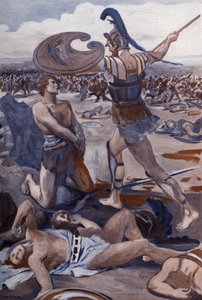 A morte de Pátrocles: Heitor mata Pátrocles. Ilustração de Clement Gontier (1876-1918) para “A Ilíada” (Omero) de Homero. Paris, Henri Laurens