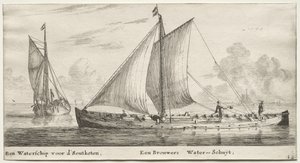 Vários Navios e Vistas de Amsterdã (Verscheÿde Schepen en Gesichten van Amstelredam), Parte II: Um navio de água com destino ao Soutketen. Navio de água de um cervejeiro