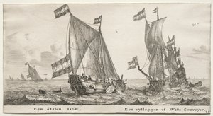 Vários navios e vistas de Amsterdã (Verscheÿde Schepen en Gesichten van Amstelredam), Parte II: Dutch Admiralty Yacht. Um navio de guarda