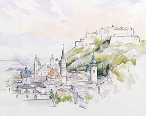 Nascer do sol de Salzburgo (wc no papel)