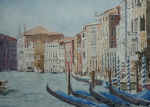 Em direção ao Palazzo Balbi, 2020 (aguarela) de Clive Wilson