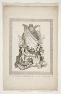 Onze folhas de Nouveaux Trophees et Cartouches representam les arts et les sciences de Clément Pierre Marillier