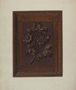 Painel de madeira esculpida