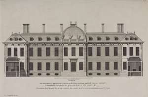 Elevação da Casa de Montague à corte da Rua Great Russell, Holborn, c.1725 (gravura)